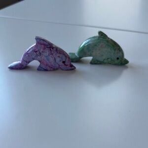 Purple and Green Dolphin Figurines- marble - Fort Myers
